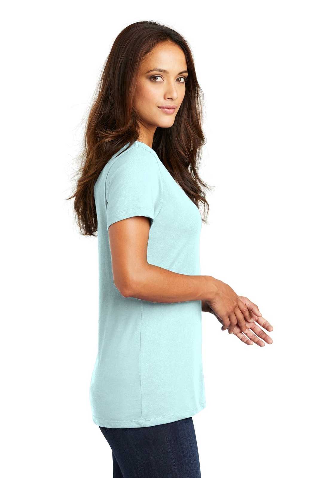 District DM1170L Women&#39;s Perfect Weight V-Neck Tee - Seaglass Blue - HIT a Double - 3