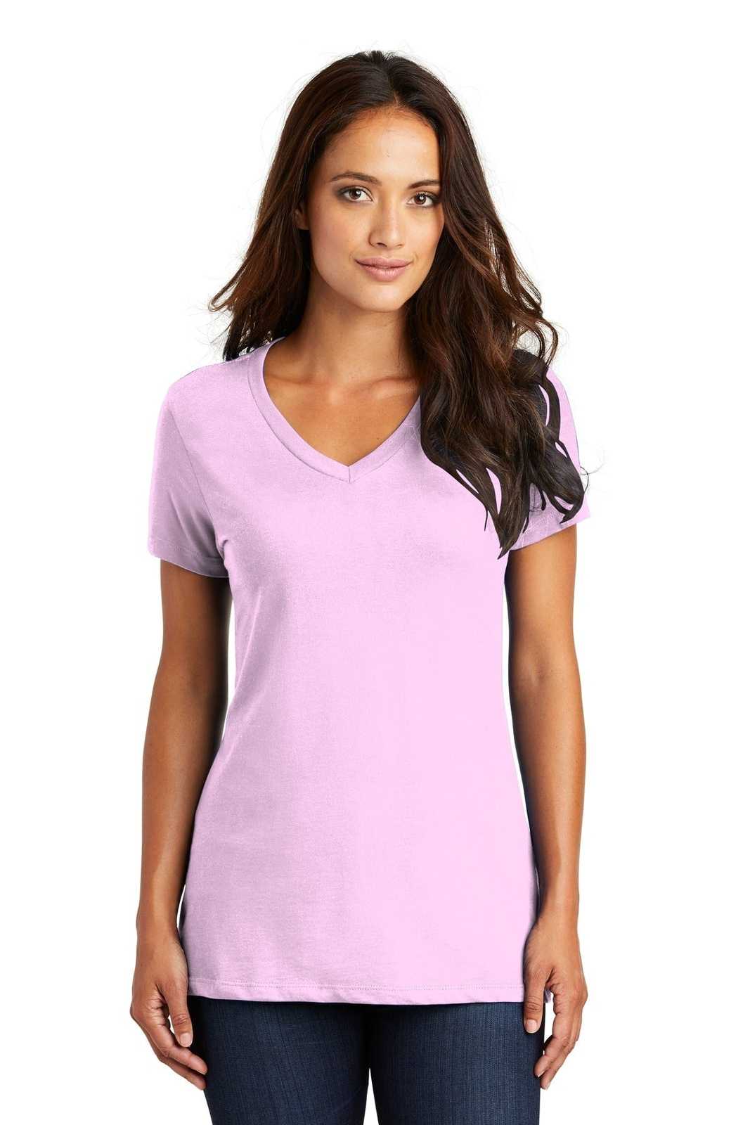 District DM1170L Women&#39;s Perfect Weight V-Neck Tee - Soft Purple - HIT a Double - 1