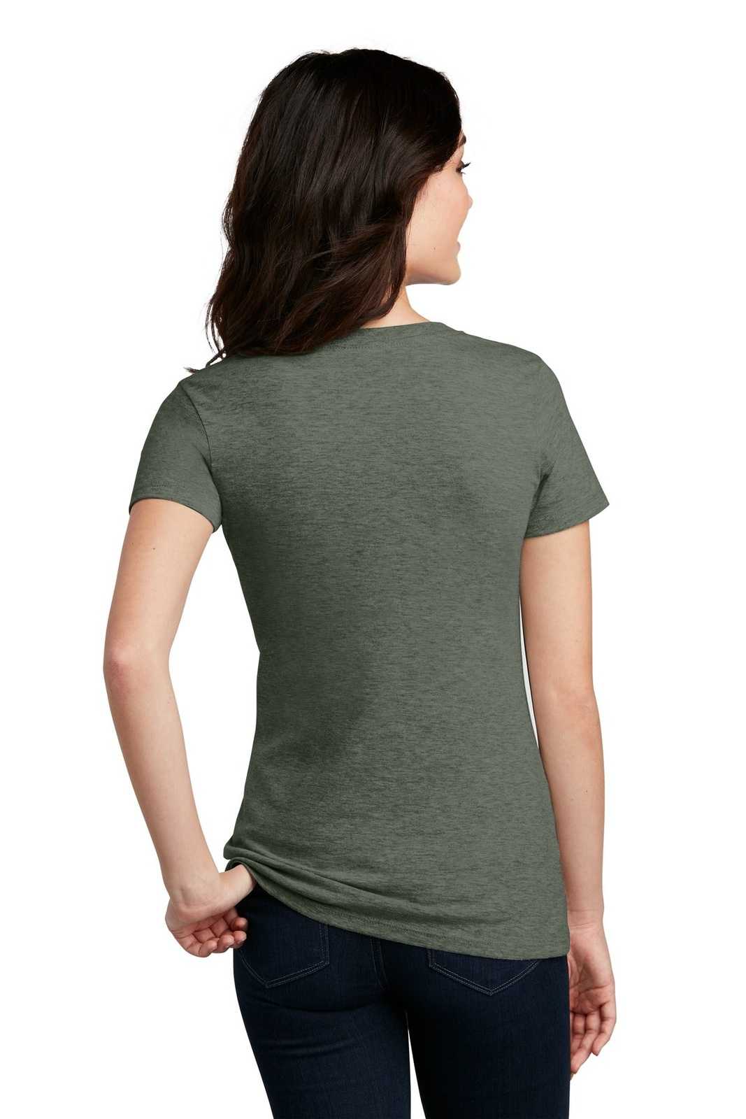 District DM1190L Women's Perfect Blend V-Neck Tee - Heathered Olive - HIT a Double - 1