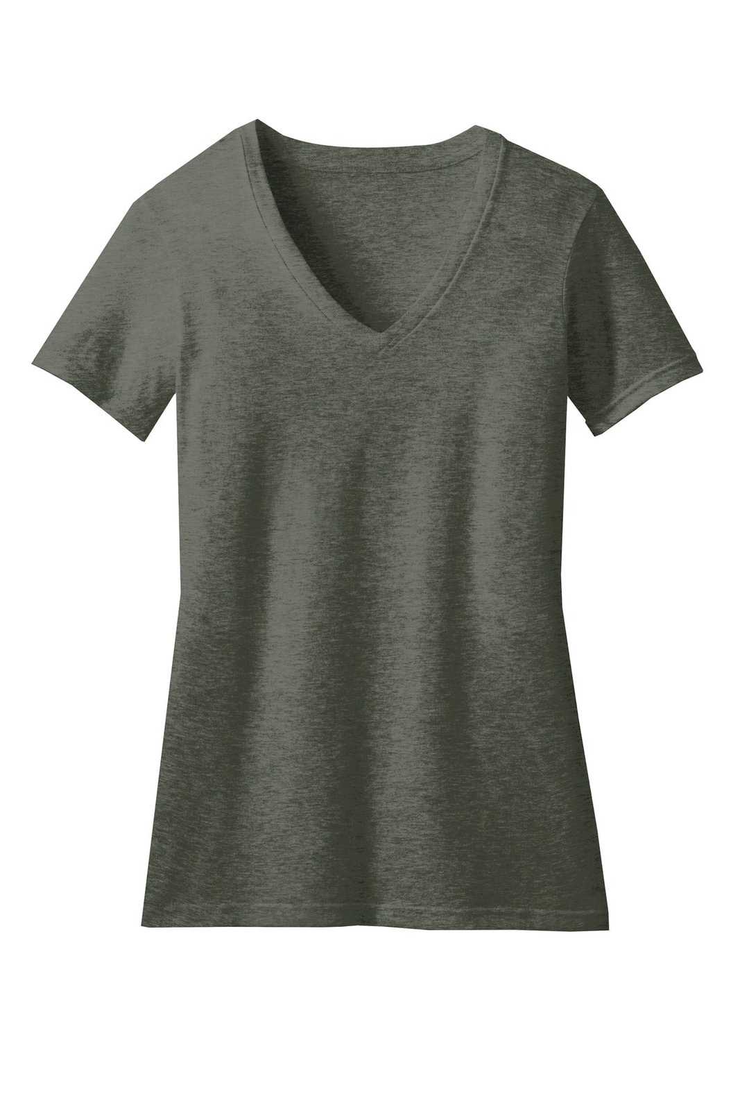 District DM1190L Women&#39;s Perfect Blend V-Neck Tee - Heathered Olive - HIT a Double - 5