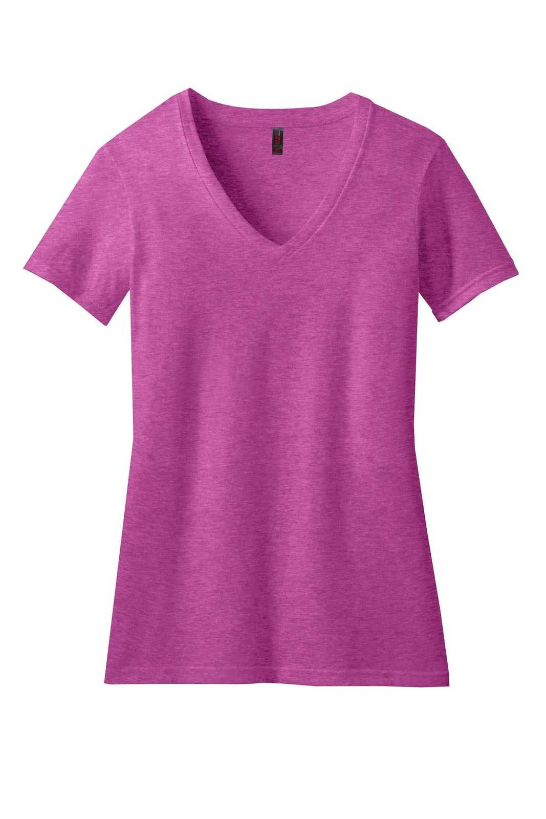 District DM1190L Women&#39;s Perfect Blend V-Neck Tee - Heathered Pink Raspberry - HIT a Double - 5