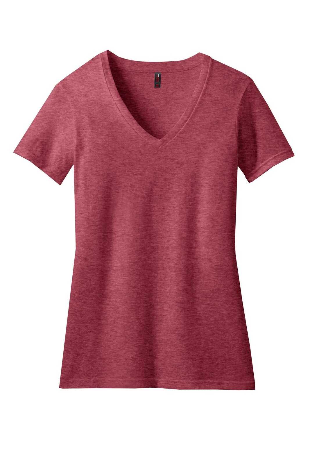 District DM1190L Women&#39;s Perfect Blend V-Neck Tee - Heathered Red - HIT a Double - 5