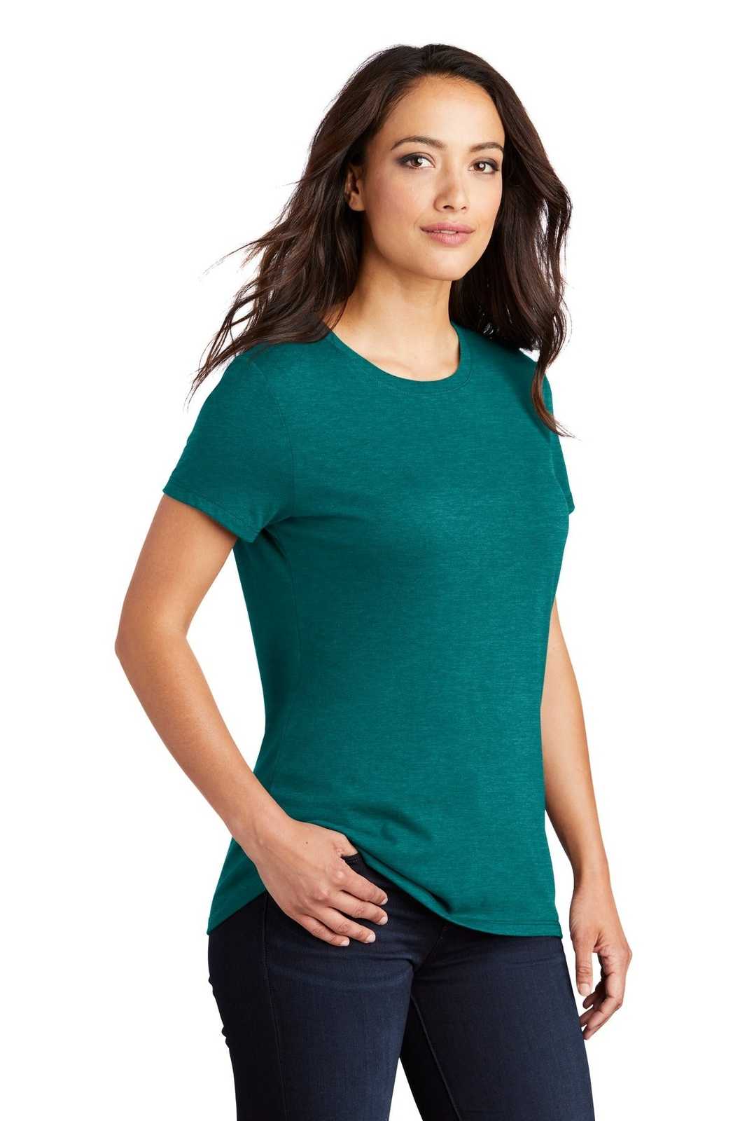 District DM130L Women&#39;s Perfect Tri Tee - Heathered Teal - HIT a Double - 4