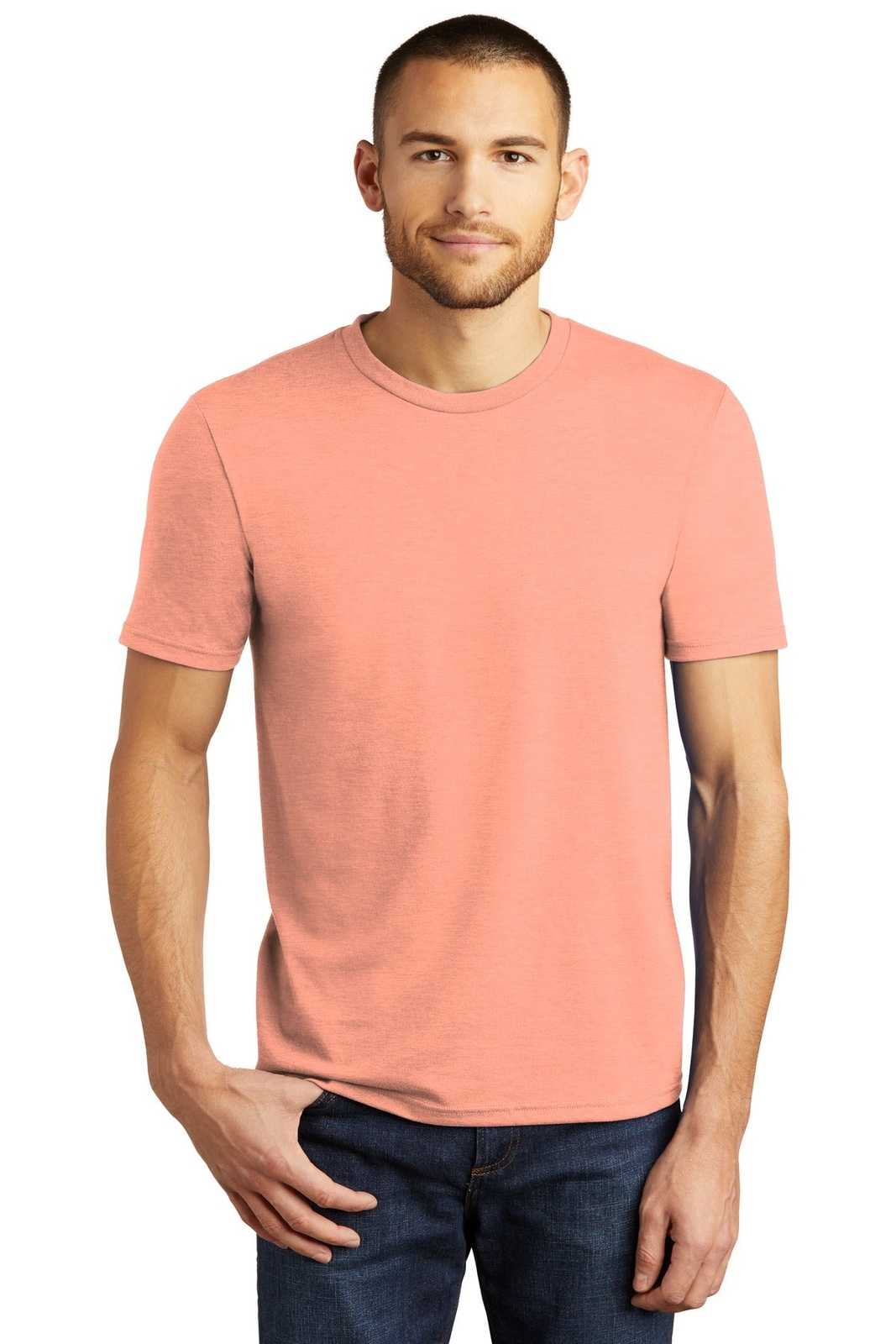 District DM130 Perfect Tri Tee - Heathered Dusty Peach - HIT a Double - 1