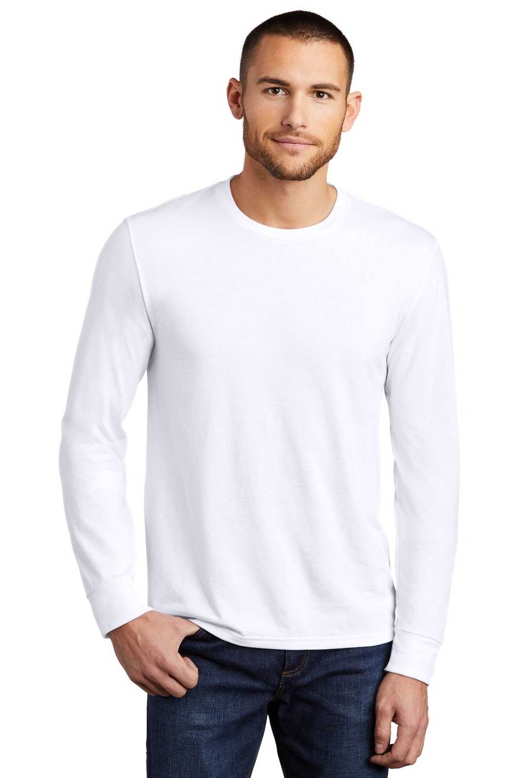 District DM132 Perfect Tri Long Sleeve Tee - White - HIT a Double - 1