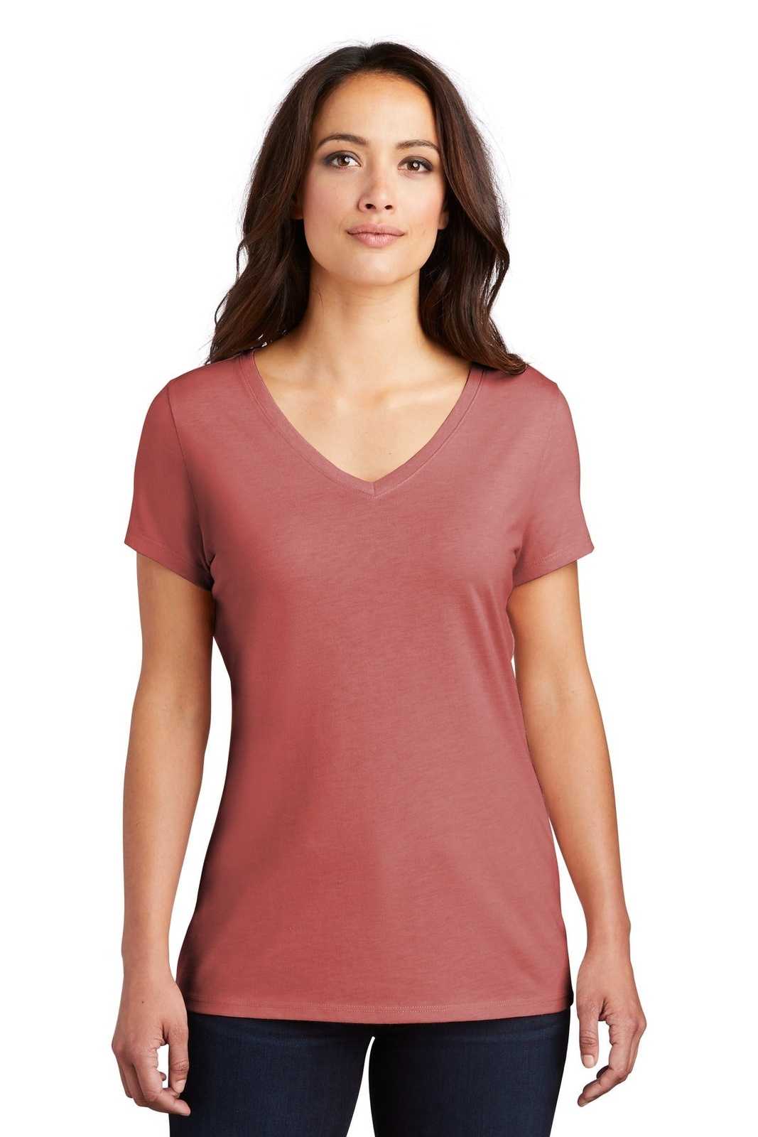 District DM1350L Women's Perfect Tri V-Neck Tee - Blush Frost - HIT a Double - 1