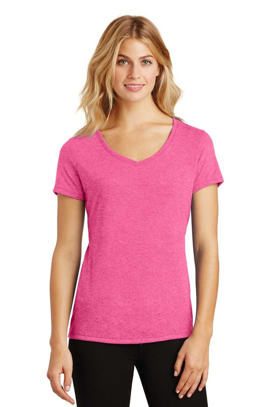 District DM1350L Women's Perfect Tri V-Neck Tee - Fuchsia Frost - HIT a Double - 1