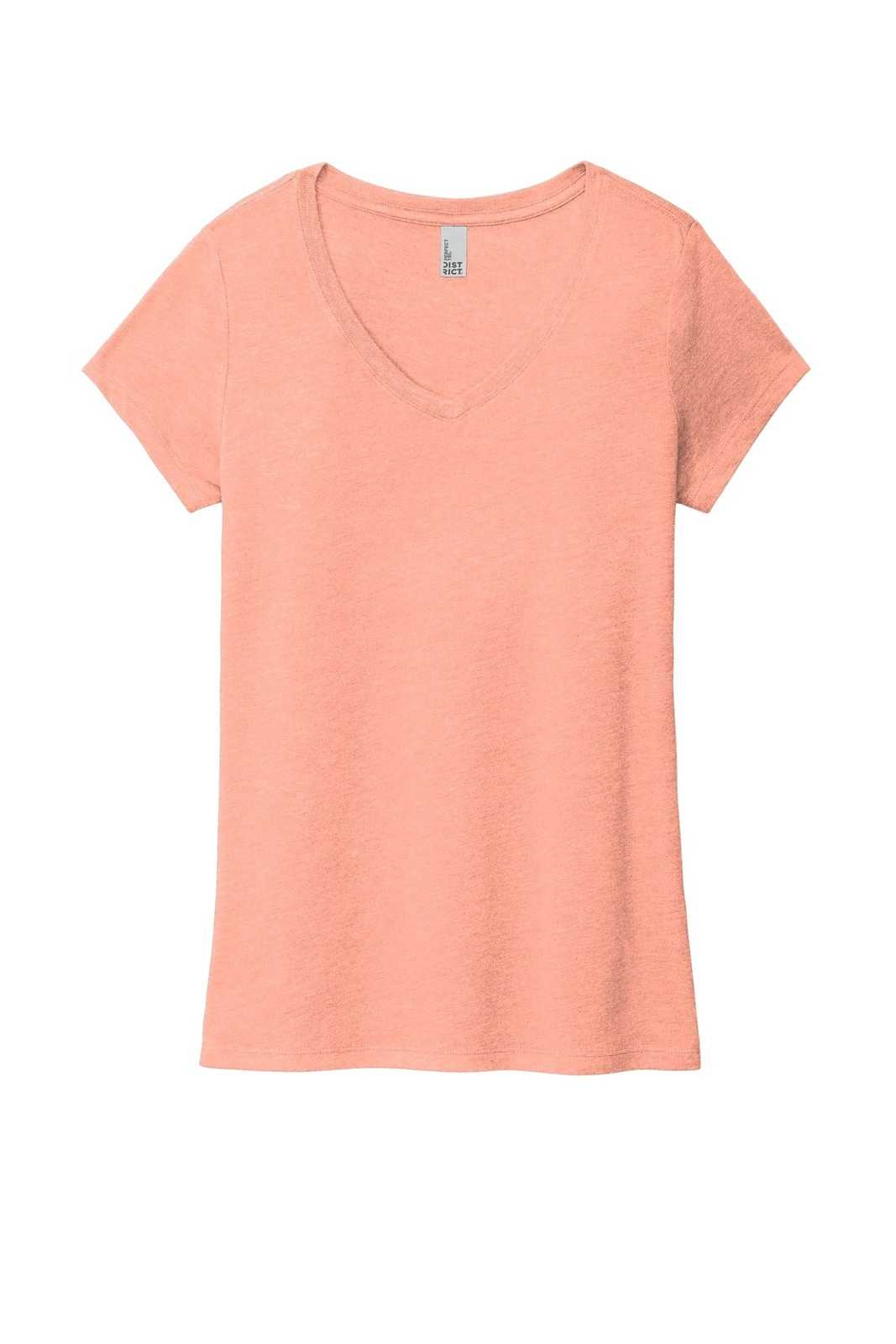 District DM1350L Women's Perfect Tri V-Neck Tee - Heathered Dusty Peach - HIT a Double - 1
