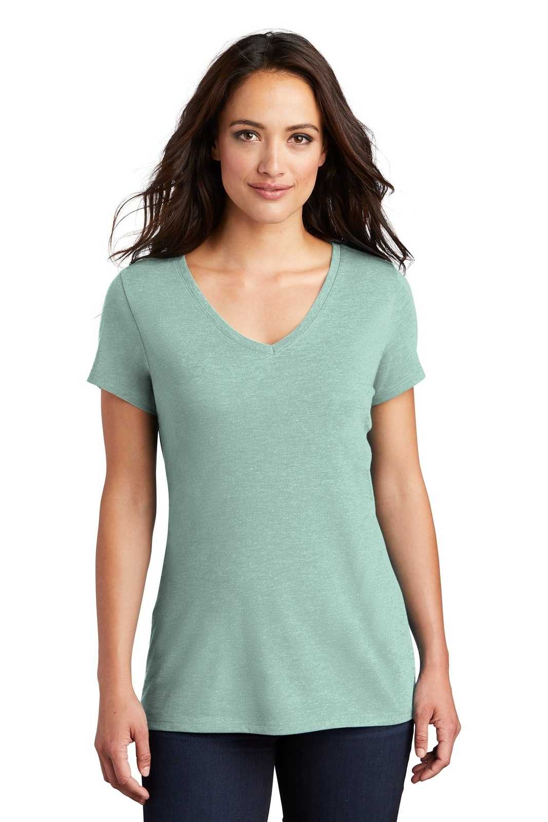 District DM1350L Women&#39;s Perfect Tri V-Neck Tee - Heathered Dusty Sage - HIT a Double - 1