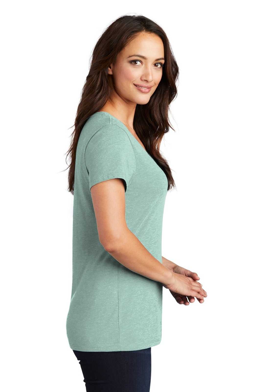 District DM1350L Women&#39;s Perfect Tri V-Neck Tee - Heathered Dusty Sage - HIT a Double - 3