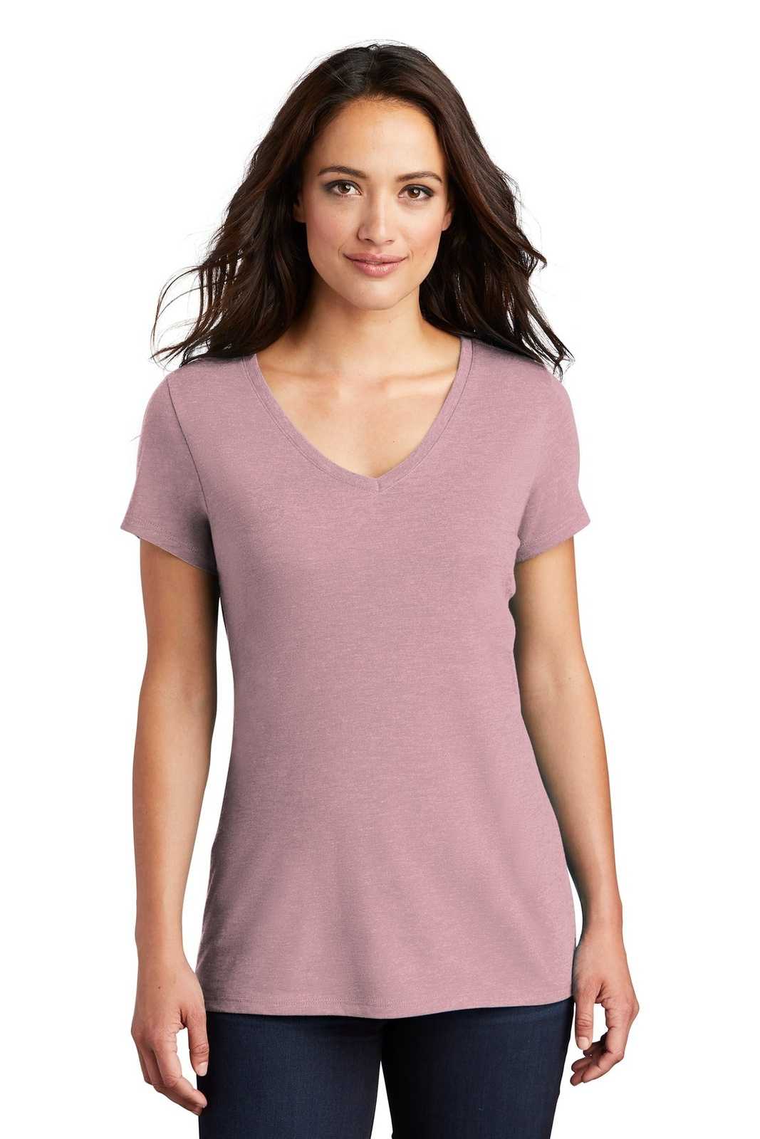 District DM1350L Women&#39;s Perfect Tri V-Neck Tee - Heathered Lavender - HIT a Double - 1