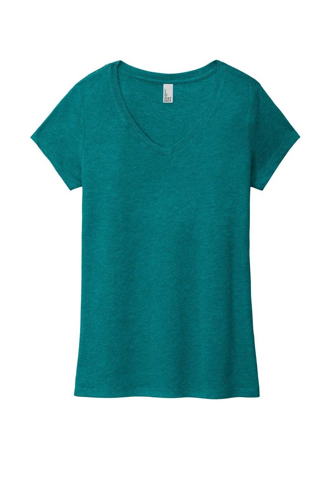 District DM1350L Women&#39;s Perfect Tri V-Neck Tee - Heathered Teal - HIT a Double - 5