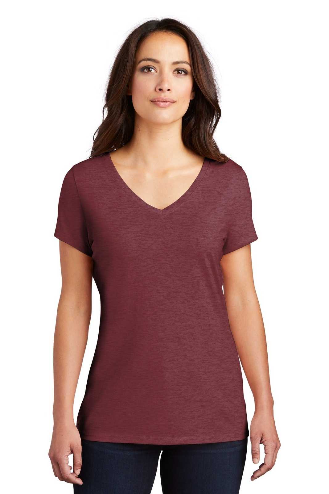 District DM1350L Women&#39;s Perfect Tri V-Neck Tee - Maroon Frost - HIT a Double - 1