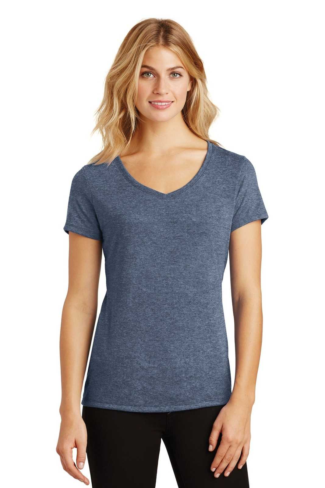 District DM1350L Women's Perfect Tri V-Neck Tee - Navy Frost - HIT a Double - 1