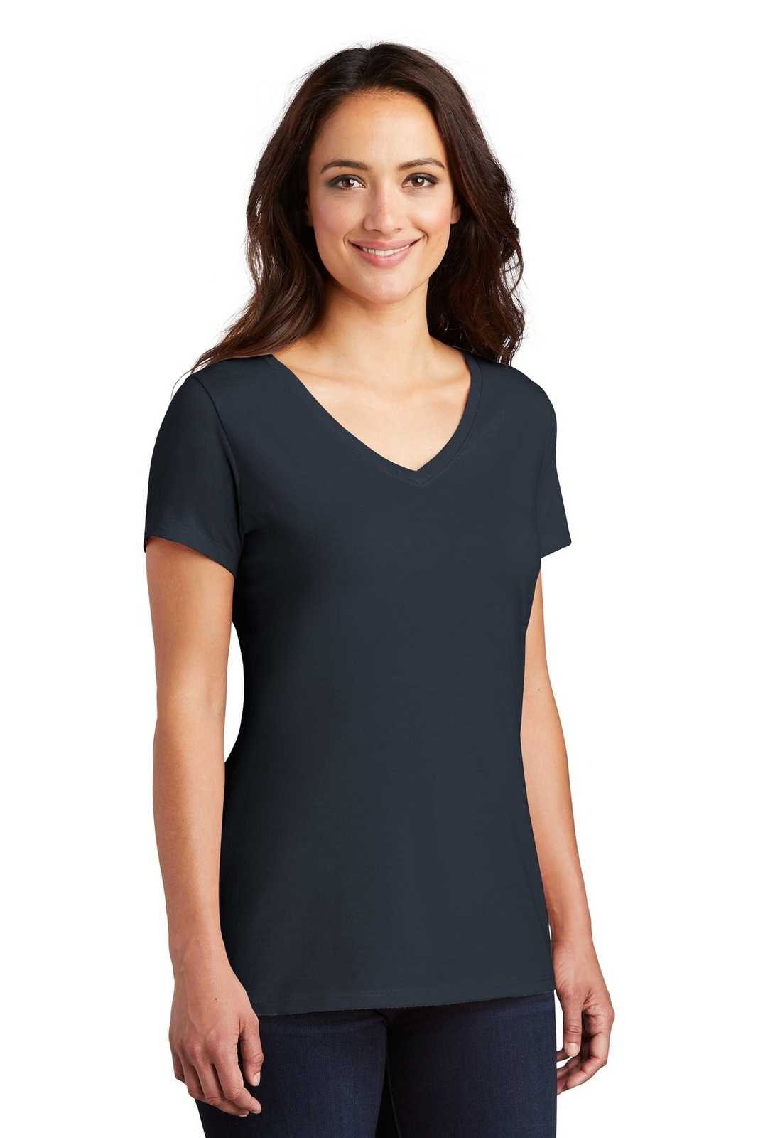 District DM1350L Women&#39;s Perfect Tri V-Neck Tee - New Navy - HIT a Double - 4