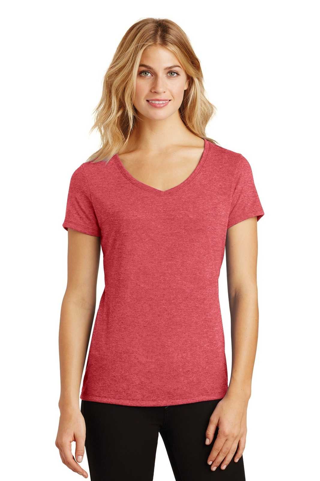 District DM1350L Women's Perfect Tri V-Neck Tee - Red Frost - HIT a Double - 1