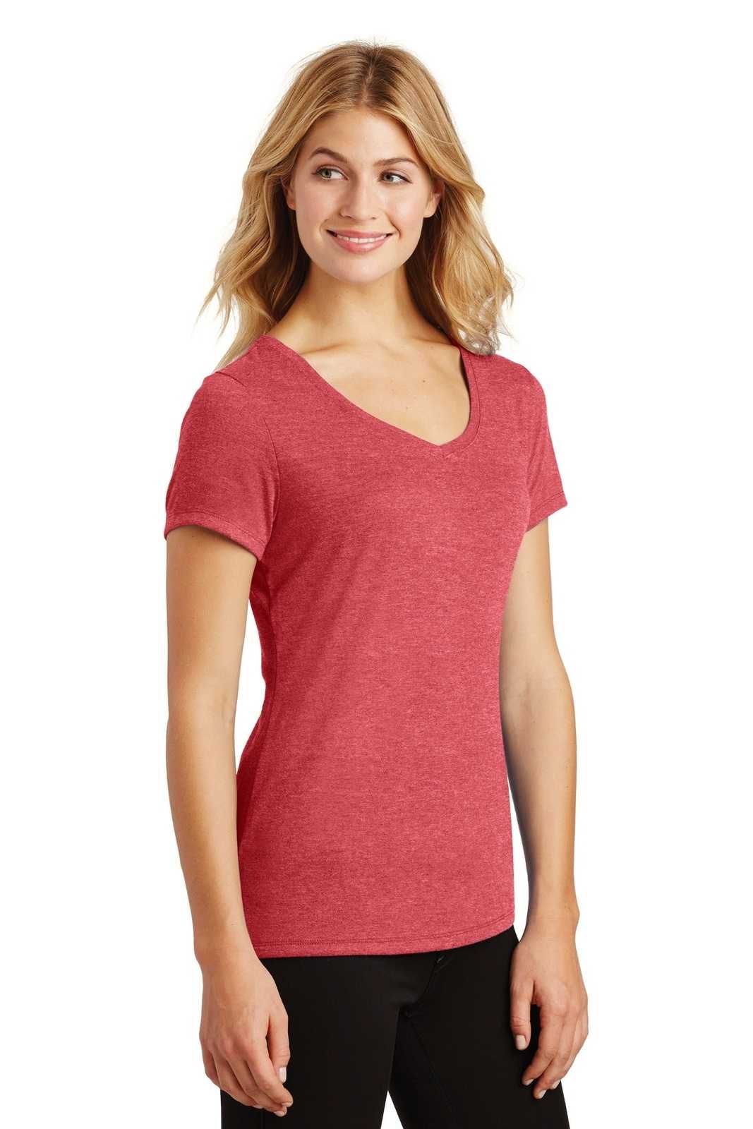 District DM1350L Women&#39;s Perfect Tri V-Neck Tee - Red Frost - HIT a Double - 4
