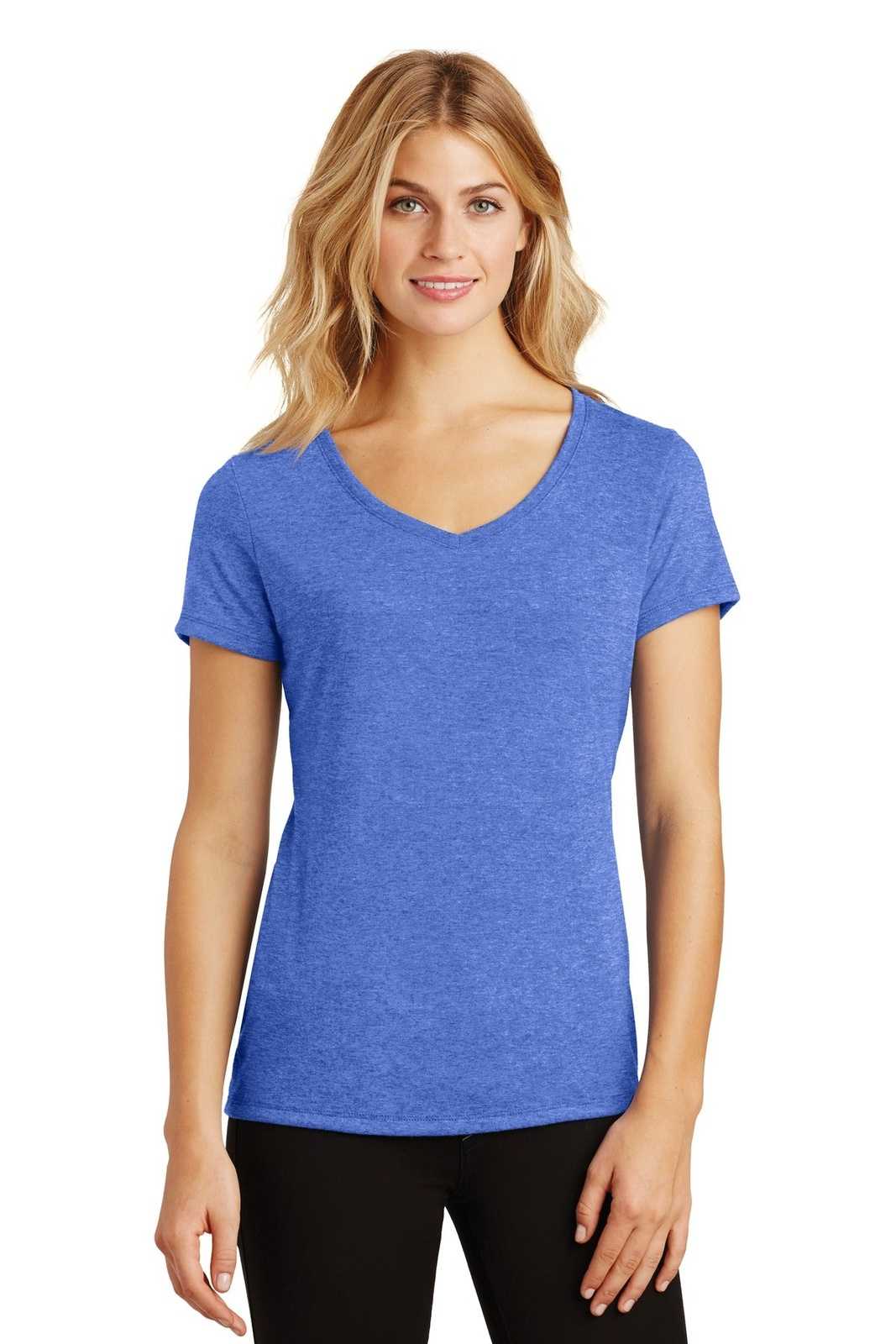 District DM1350L Women's Perfect Tri V-Neck Tee - Royal Frost - HIT a Double - 1