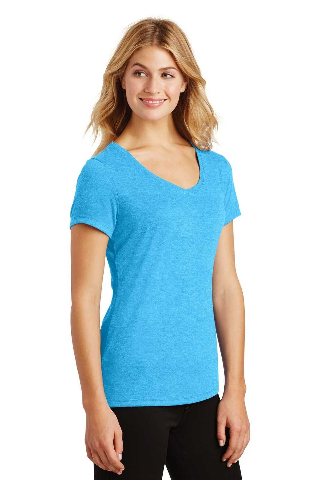 District DM1350L Women&#39;s Perfect Tri V-Neck Tee - Turquoise Frost - HIT a Double - 4