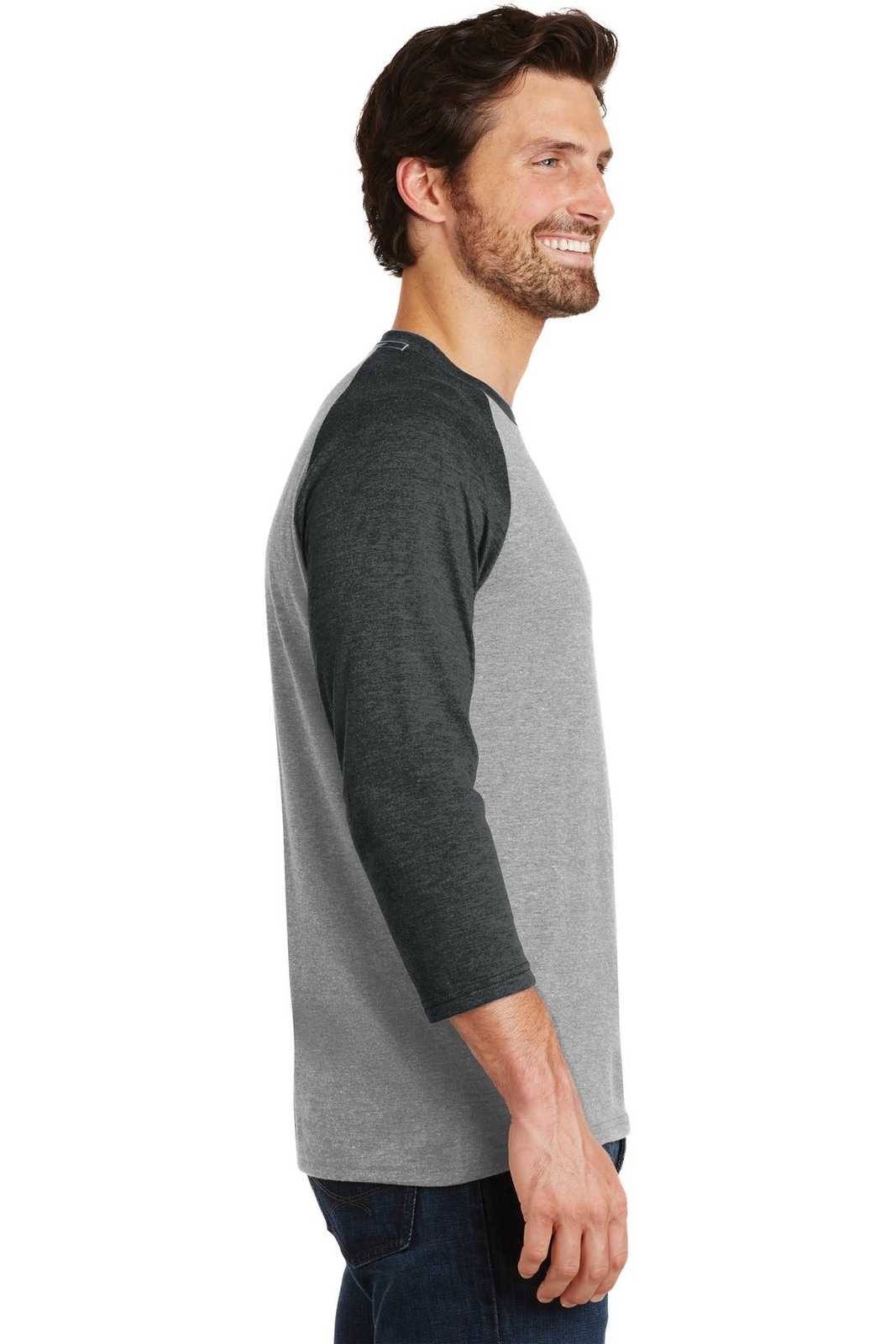 District DM136 Perfect Tri 3/4-Sleeve Raglan - Black Frost Gray Frost - HIT a Double - 3