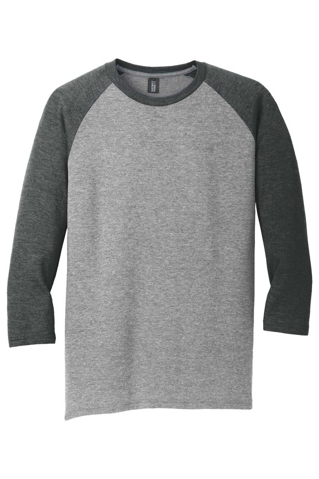 District DM136 Perfect Tri 3/4-Sleeve Raglan - Black Frost Gray Frost - HIT a Double - 5