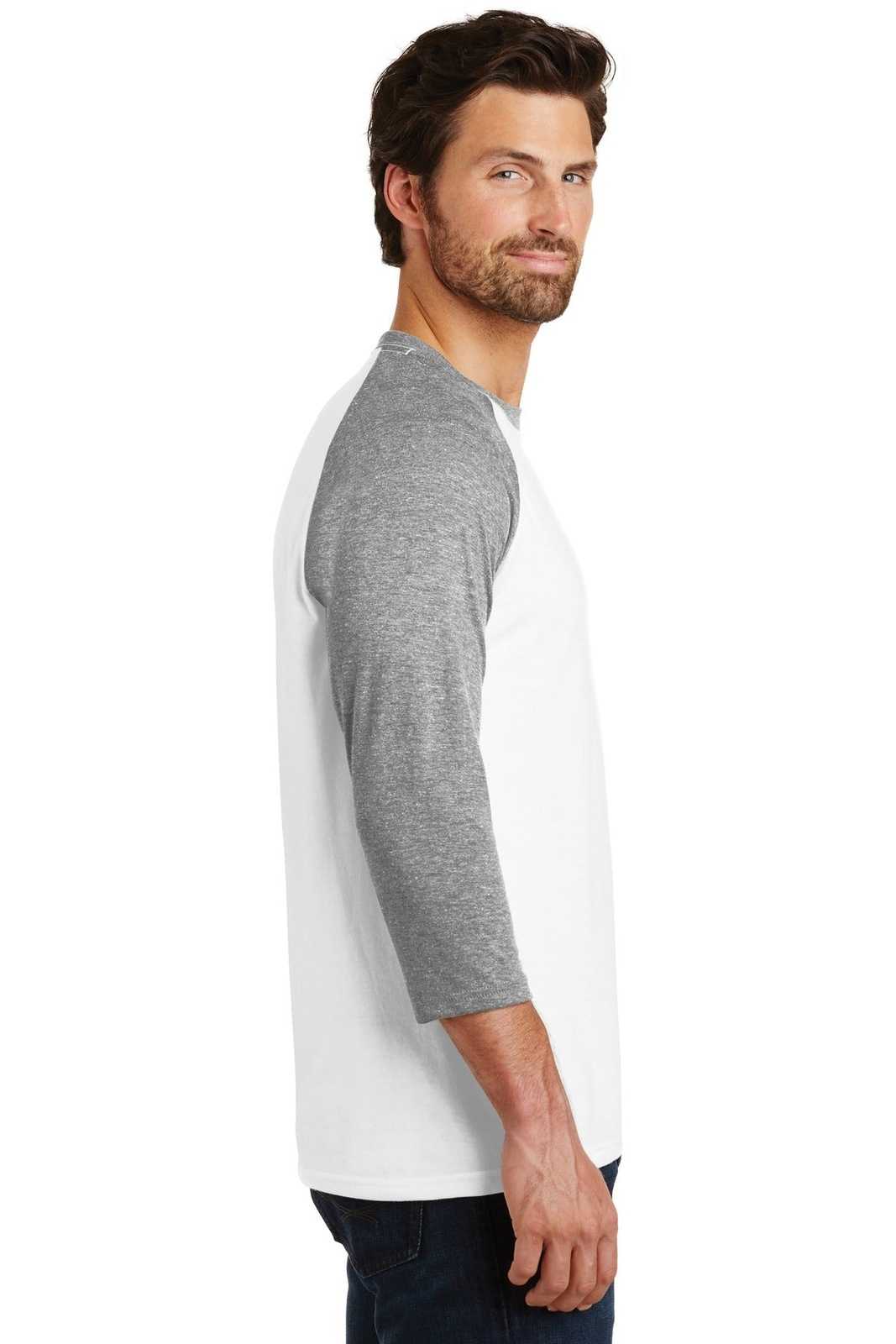 District DM136 Perfect Tri 3/4-Sleeve Raglan - Gray Frost White - HIT a Double - 3