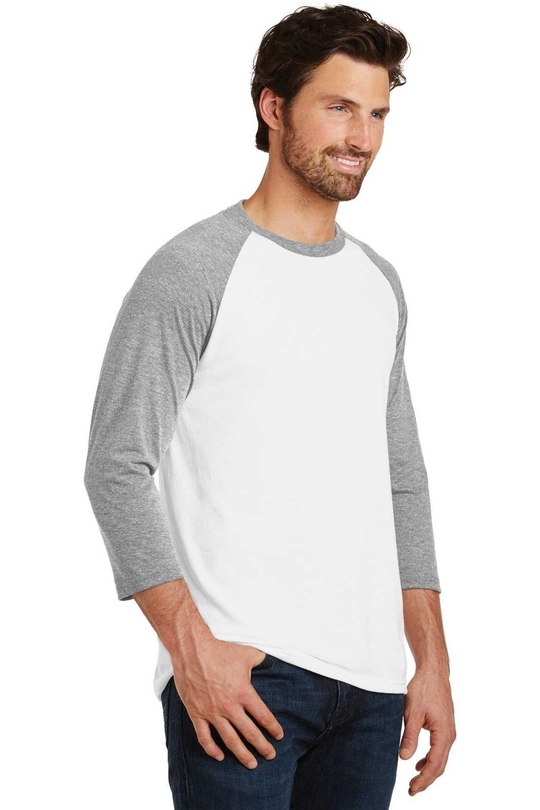 District DM136 Perfect Tri 3/4-Sleeve Raglan - Gray Frost White - HIT a Double - 4