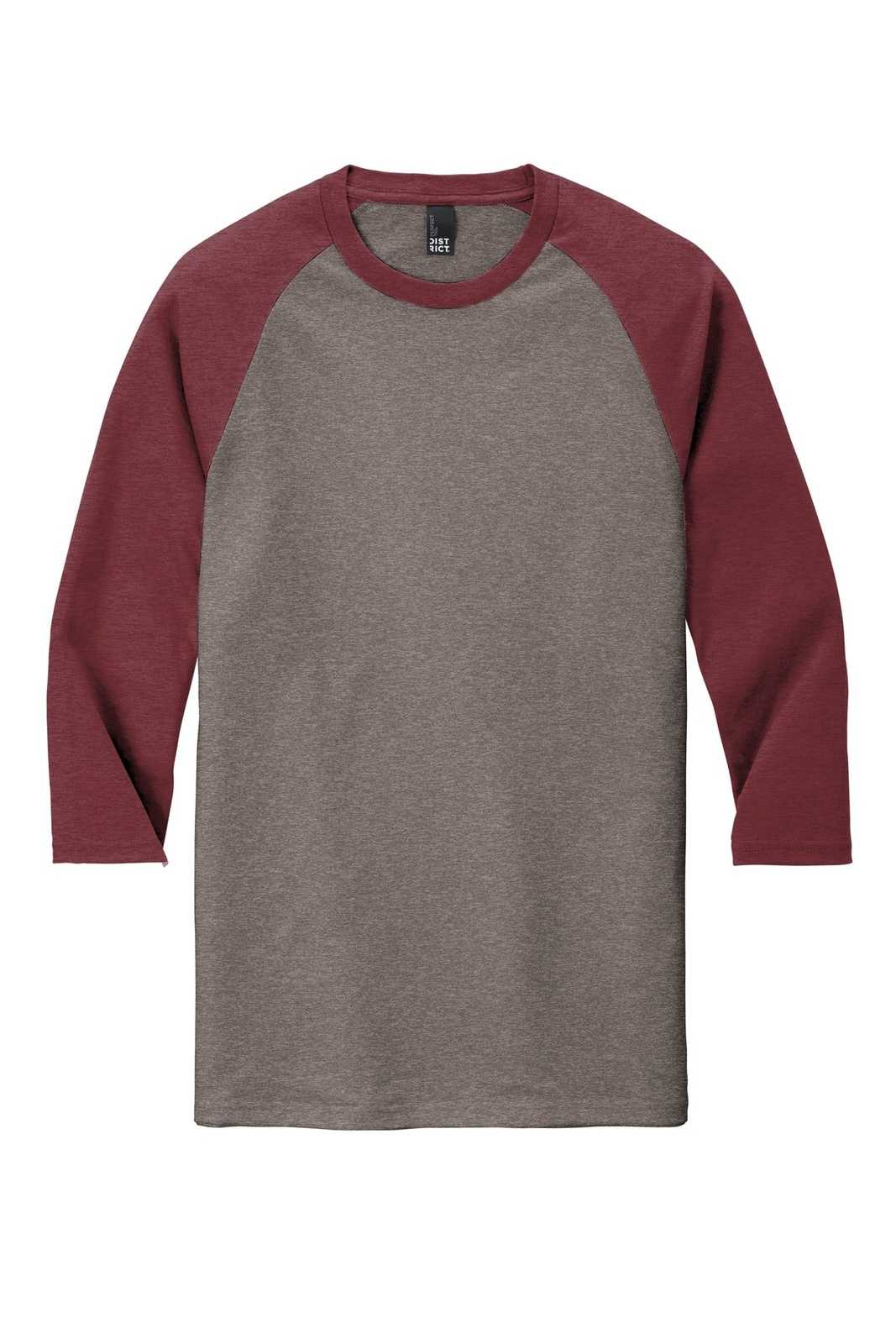 District DM136 Perfect Tri 3/4-Sleeve Raglan - Maroon Frost Gray Frost - HIT a Double - 5