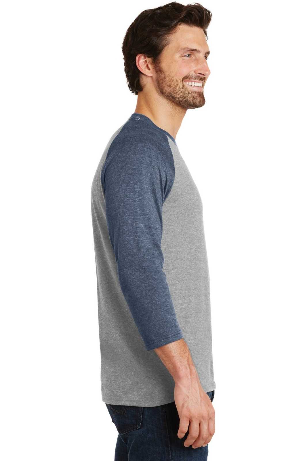 District DM136 Perfect Tri 3/4-Sleeve Raglan - Navy Frost Gray Frost - HIT a Double - 3