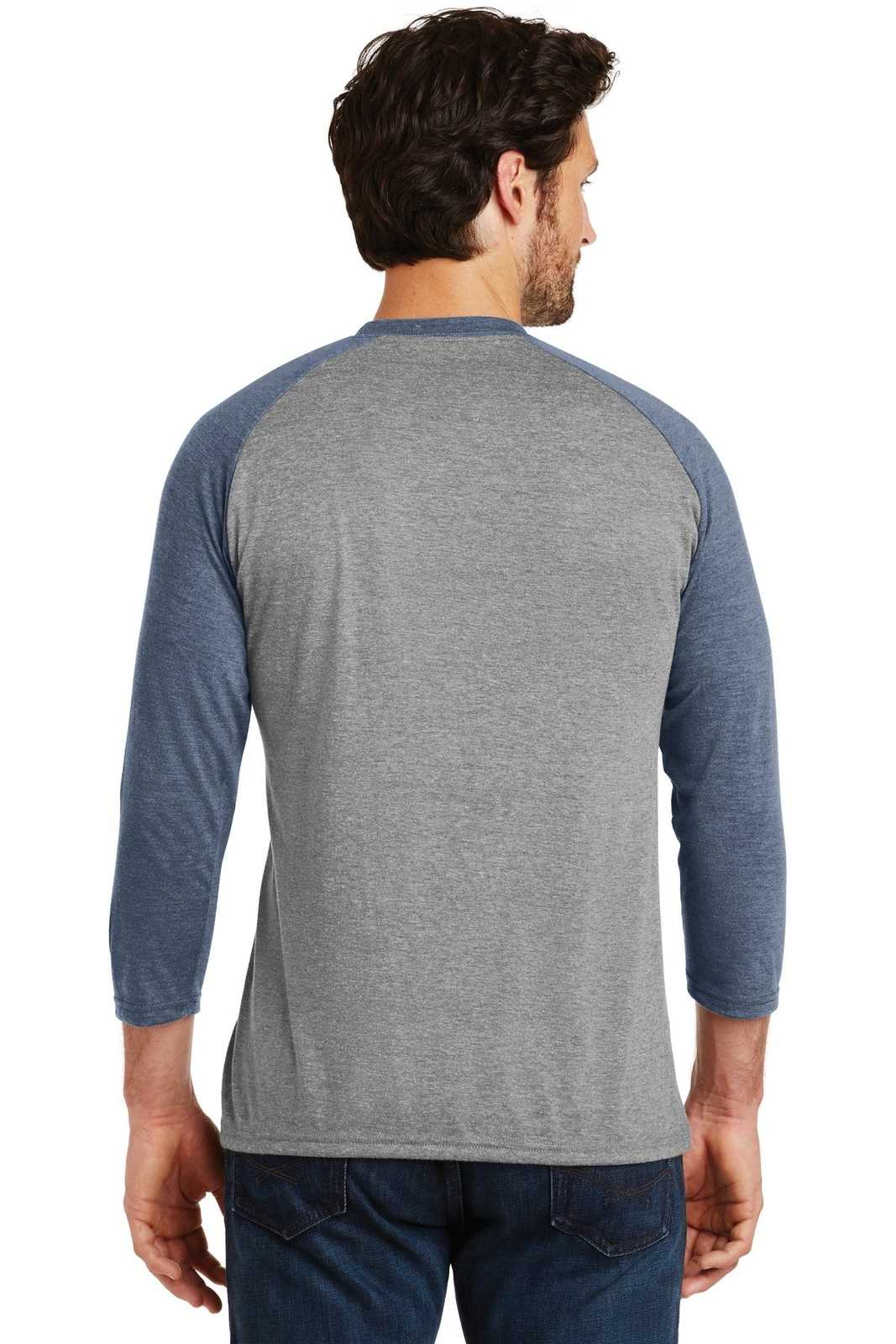 District DM136 Perfect Tri 3/4-Sleeve Raglan - Navy Frost Gray Frost - HIT a Double - 2
