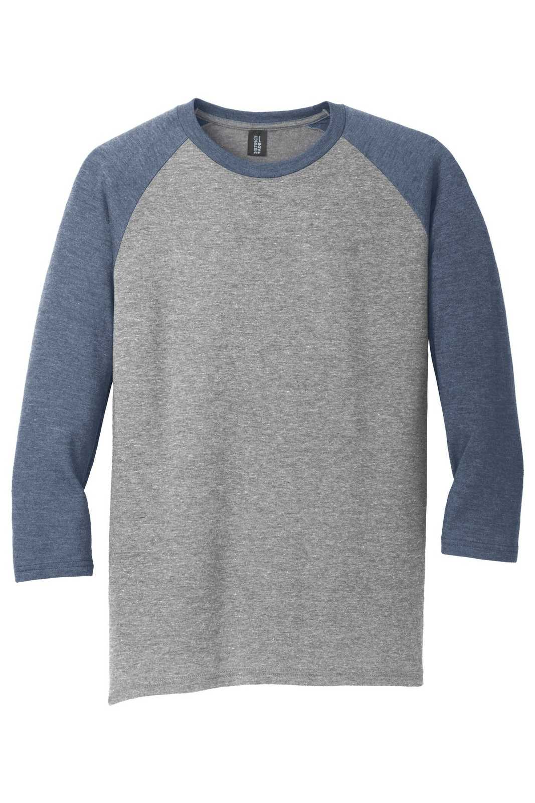 District DM136 Perfect Tri 3/4-Sleeve Raglan - Navy Frost Gray Frost - HIT a Double - 5