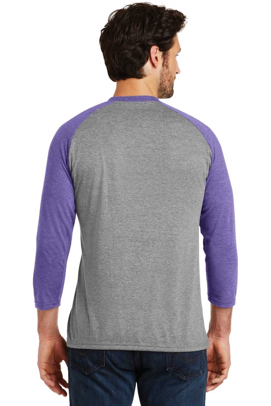 District DM136 Perfect Tri 3/4-Sleeve Raglan - Purple Frost Gray Frost - HIT a Double - 2