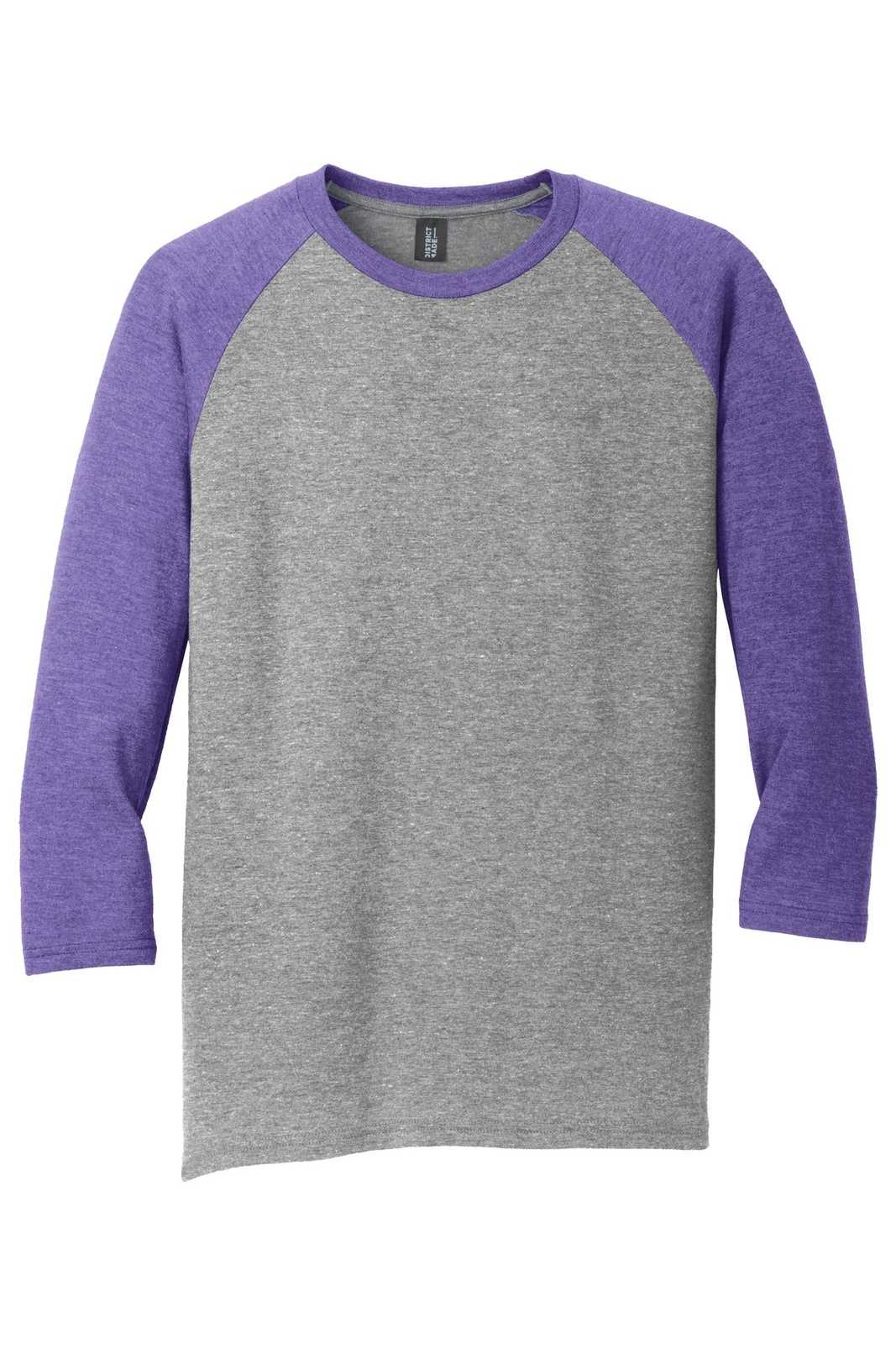 District DM136 Perfect Tri 3/4-Sleeve Raglan - Purple Frost Gray Frost - HIT a Double - 5