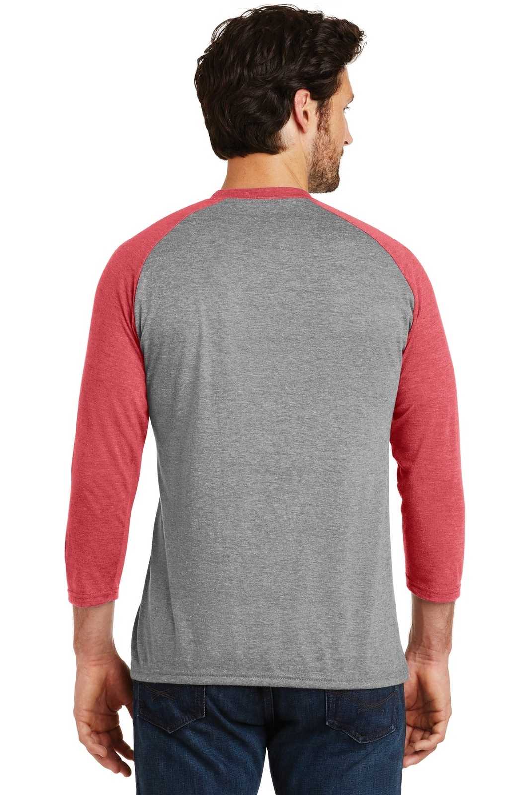 District DM136 Perfect Tri 3/4-Sleeve Raglan - Red Frost Gray Frost - HIT a Double - 2