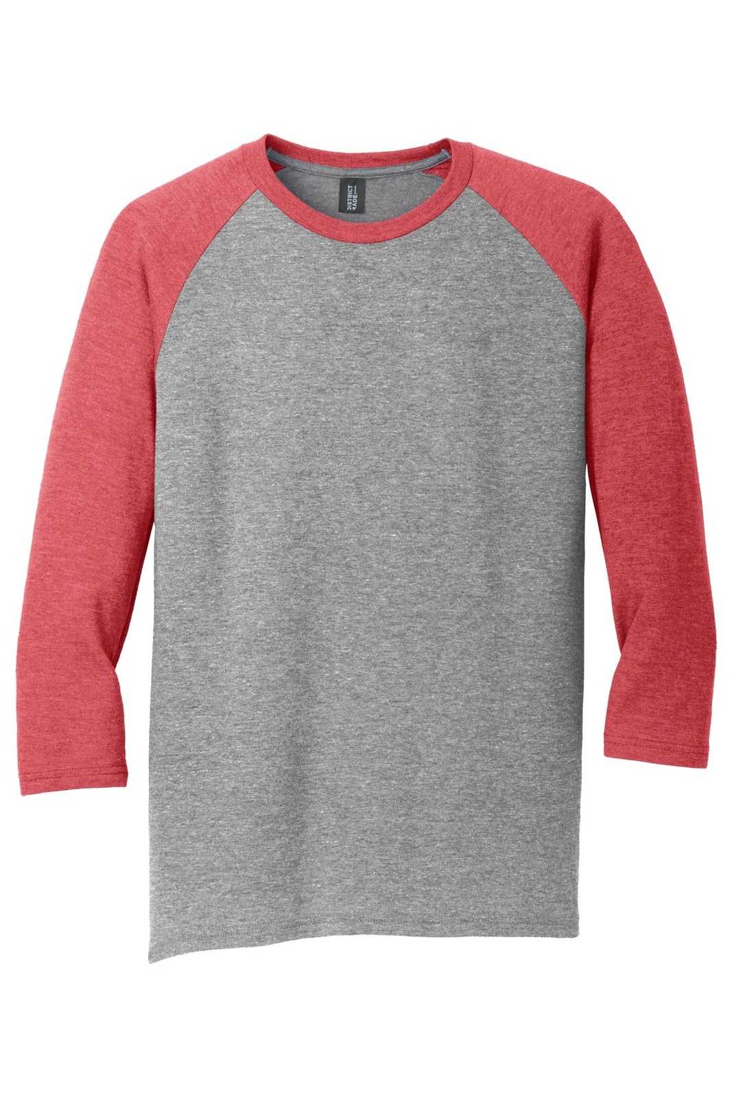 District DM136 Perfect Tri 3/4-Sleeve Raglan - Red Frost Gray Frost - HIT a Double - 5
