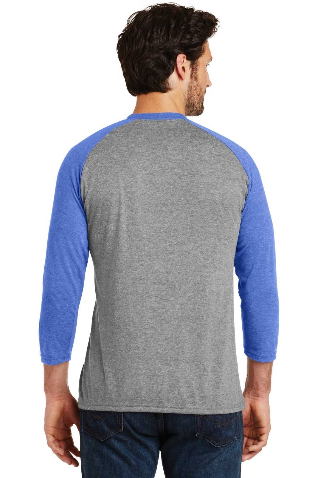 District DM136 Perfect Tri 3/4-Sleeve Raglan - Royal Frost Gray Frost - HIT a Double - 2