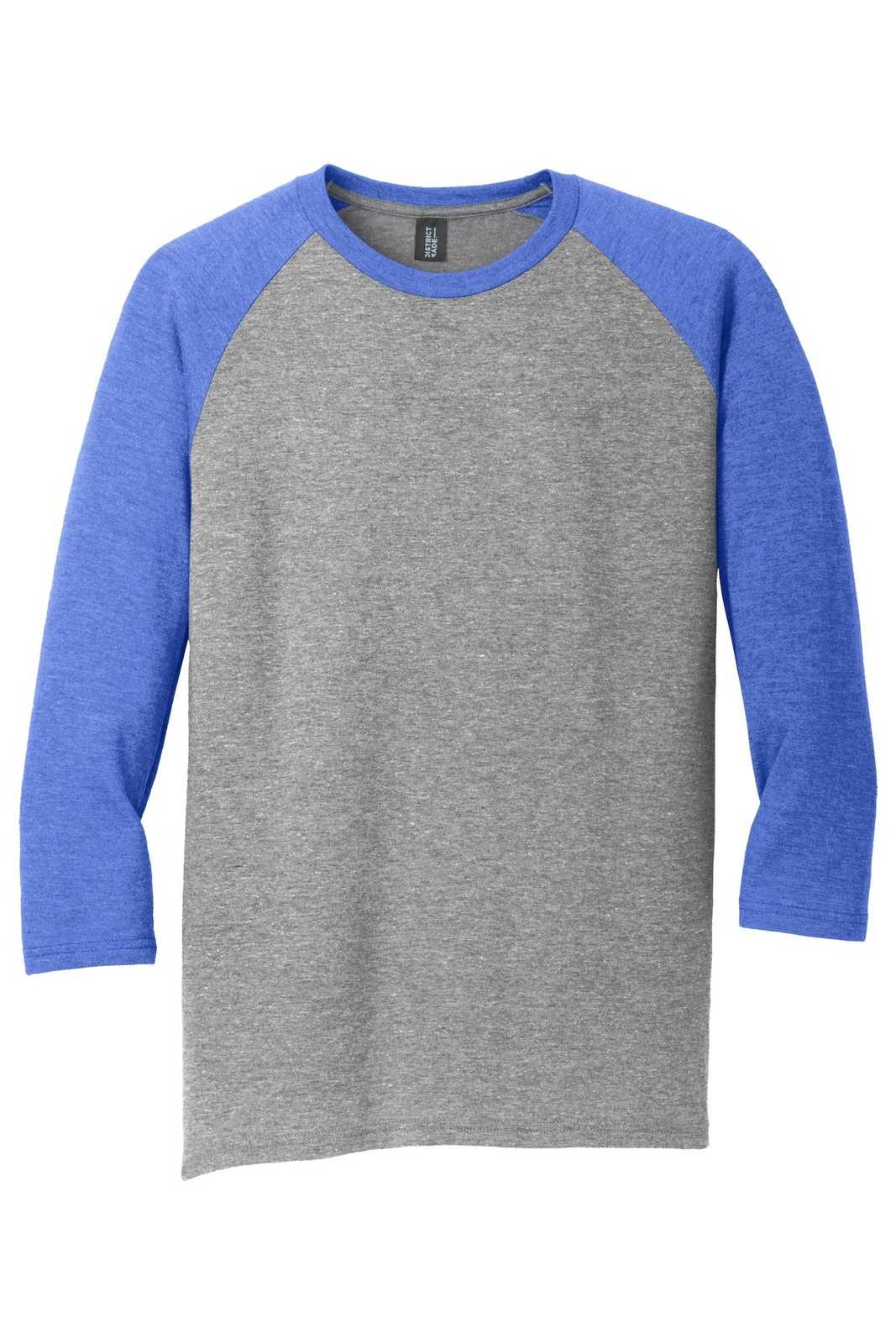 District DM136 Perfect Tri 3/4-Sleeve Raglan - Royal Frost Gray Frost - HIT a Double - 5