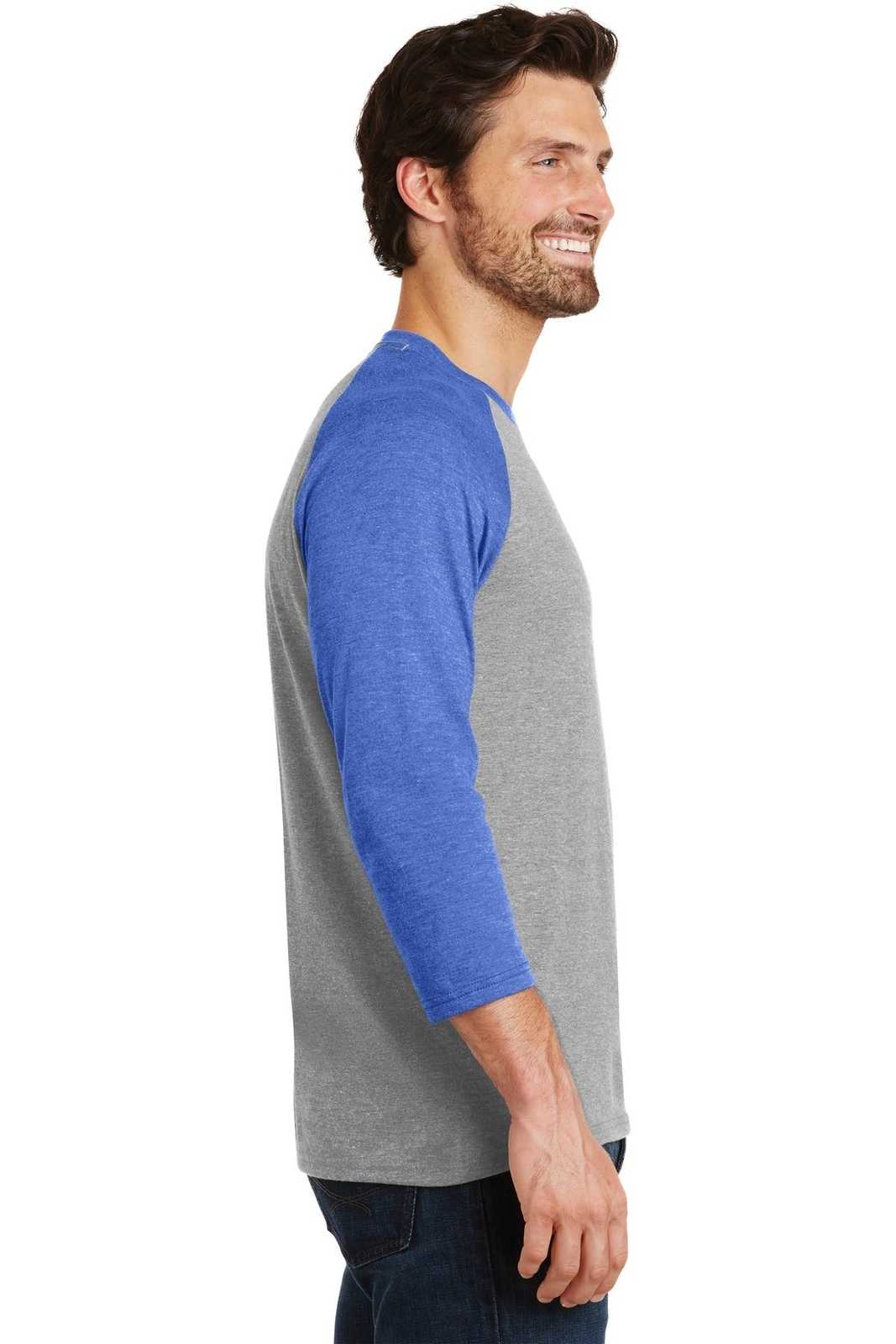 District DM136 Perfect Tri 3/4-Sleeve Raglan - Royal Frost Gray Frost - HIT a Double - 3