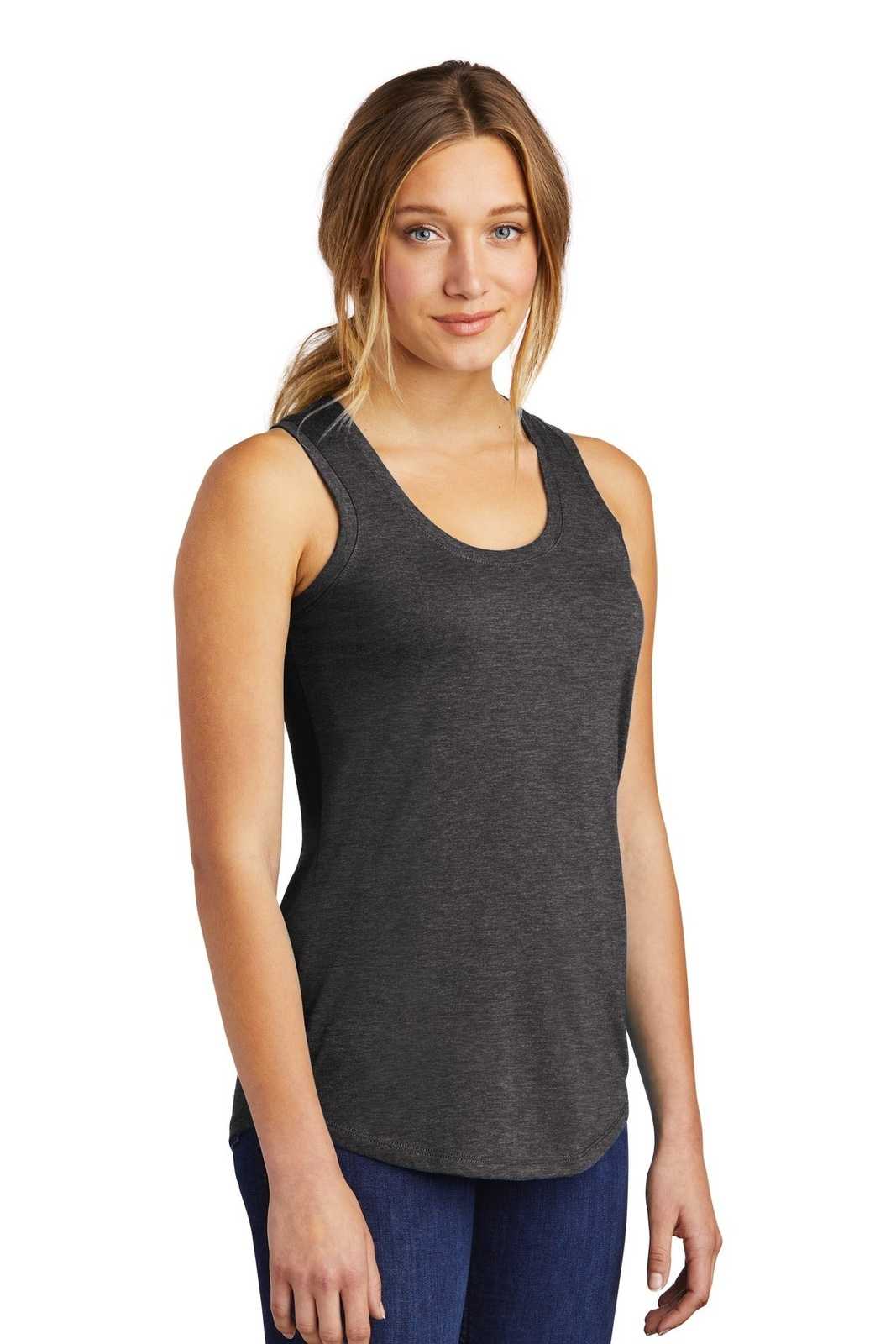 District DM138L Women&#39;s Perfect Tri Racerback Tank - Heathered Charcoal - HIT a Double - 4