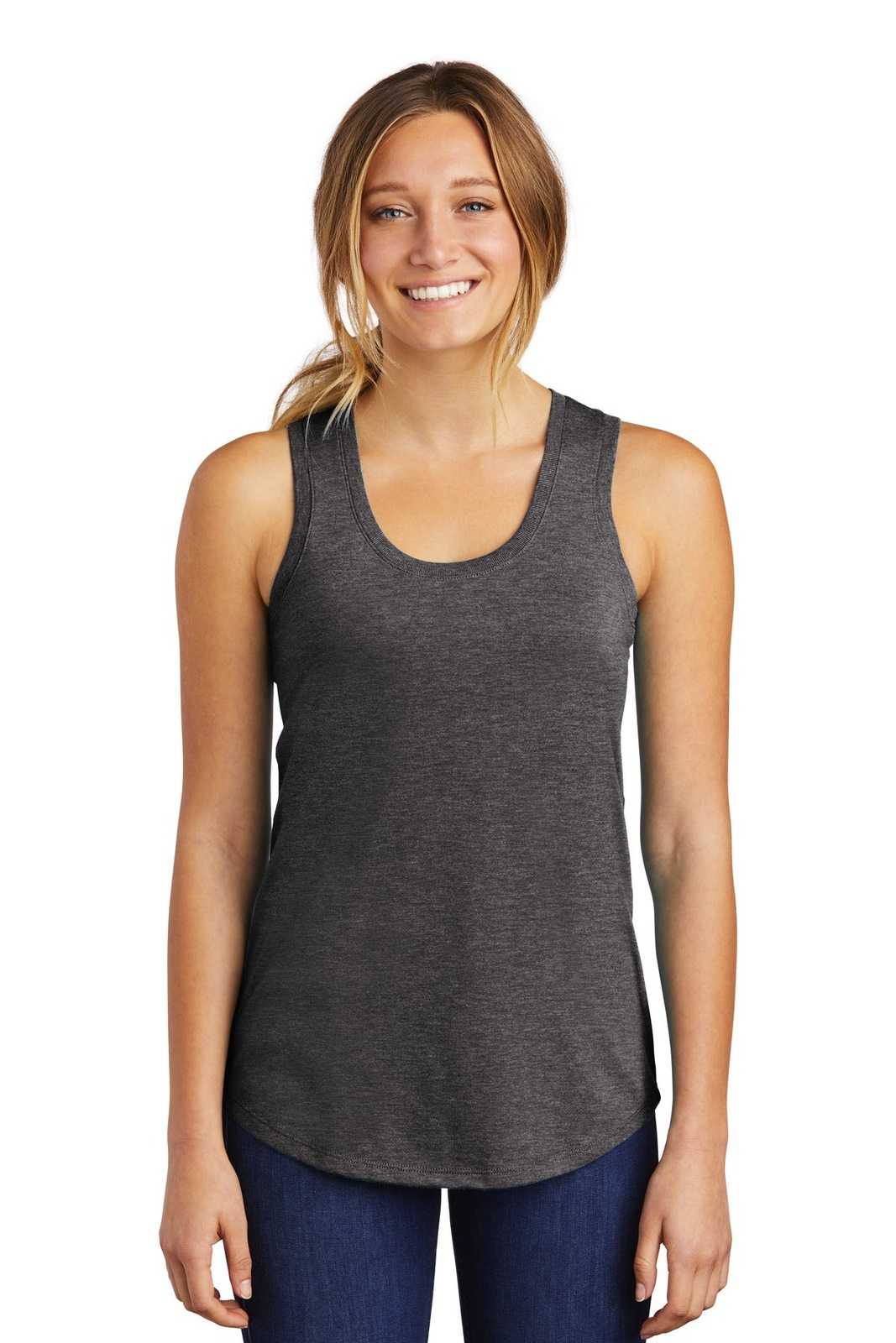 District DM138L Women&#39;s Perfect Tri Racerback Tank - Heathered Charcoal - HIT a Double - 1