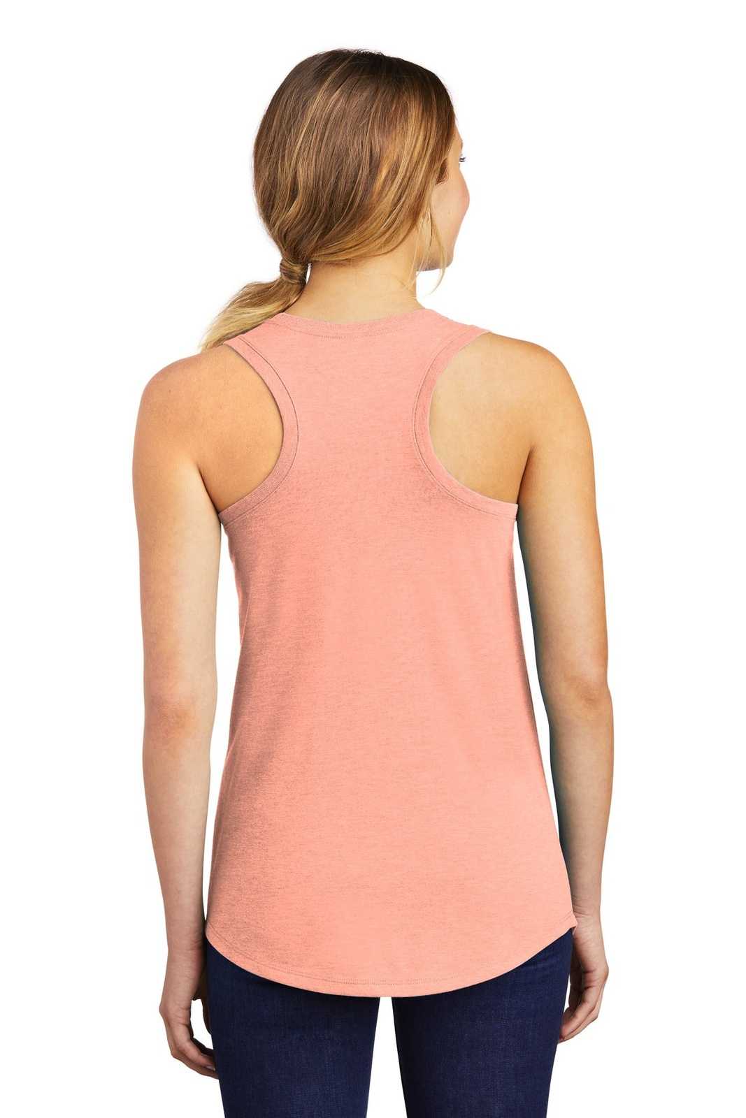 District DM138L Women's Perfect Tri Racerback Tank - Heathered Dusty Peach - HIT a Double - 1