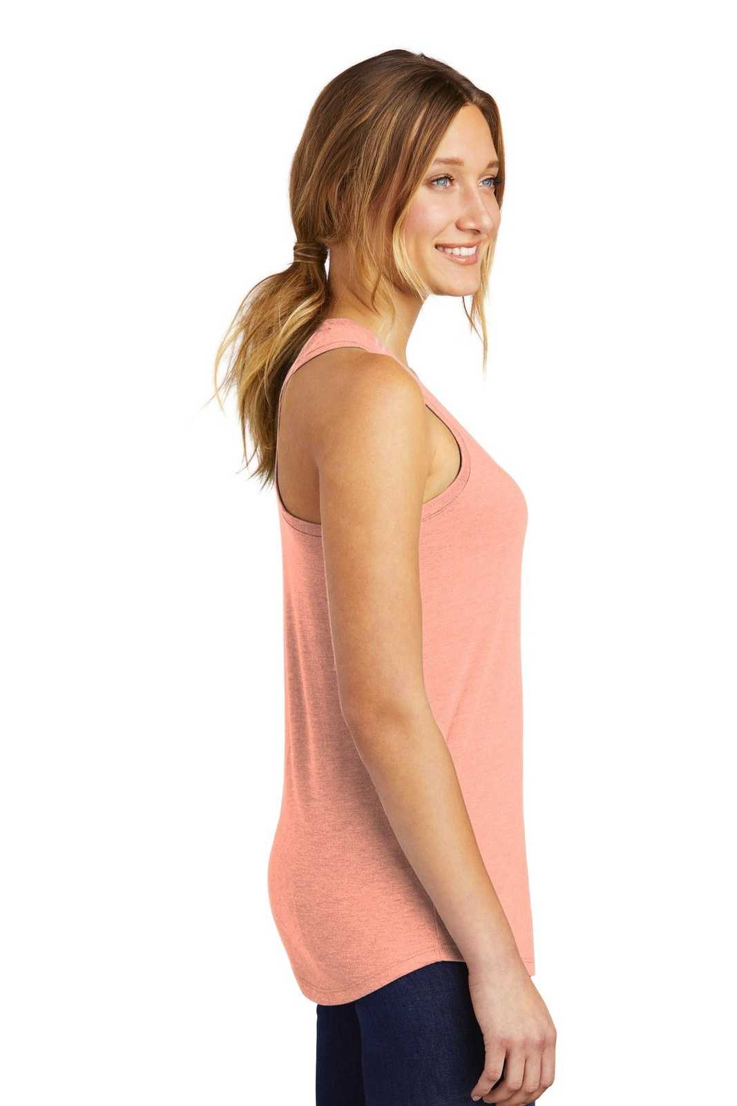 District DM138L Women&#39;s Perfect Tri Racerback Tank - Heathered Dusty Peach - HIT a Double - 3