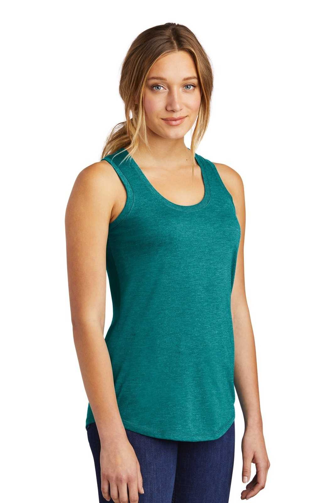 District DM138L Women&#39;s Perfect Tri Racerback Tank - Heathered Teal - HIT a Double - 4