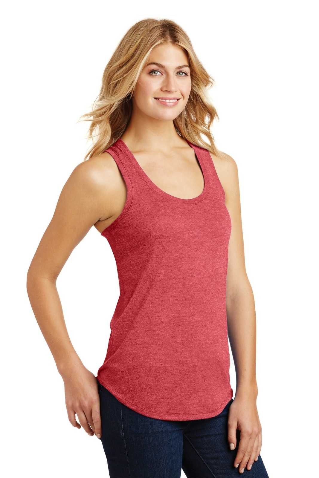 District DM138L Women&#39;s Perfect Tri Racerback Tank - Red Frost - HIT a Double - 4