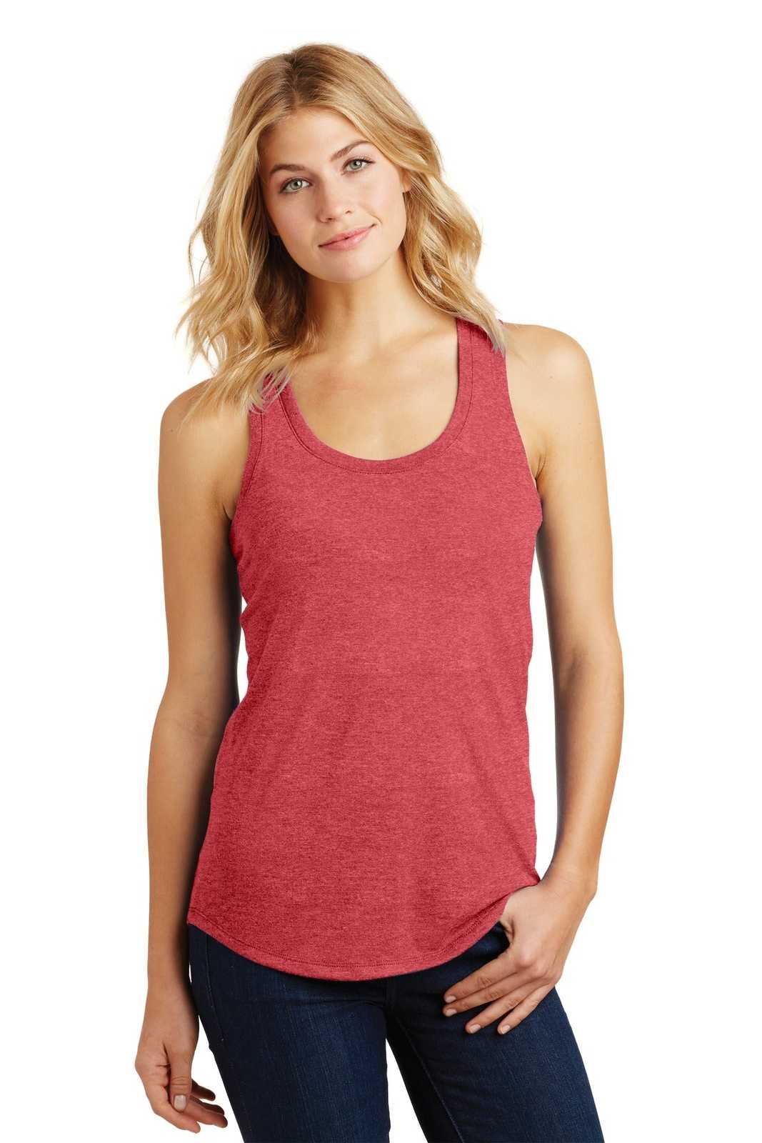 District DM138L Women's Perfect Tri Racerback Tank - Red Frost - HIT a Double - 1