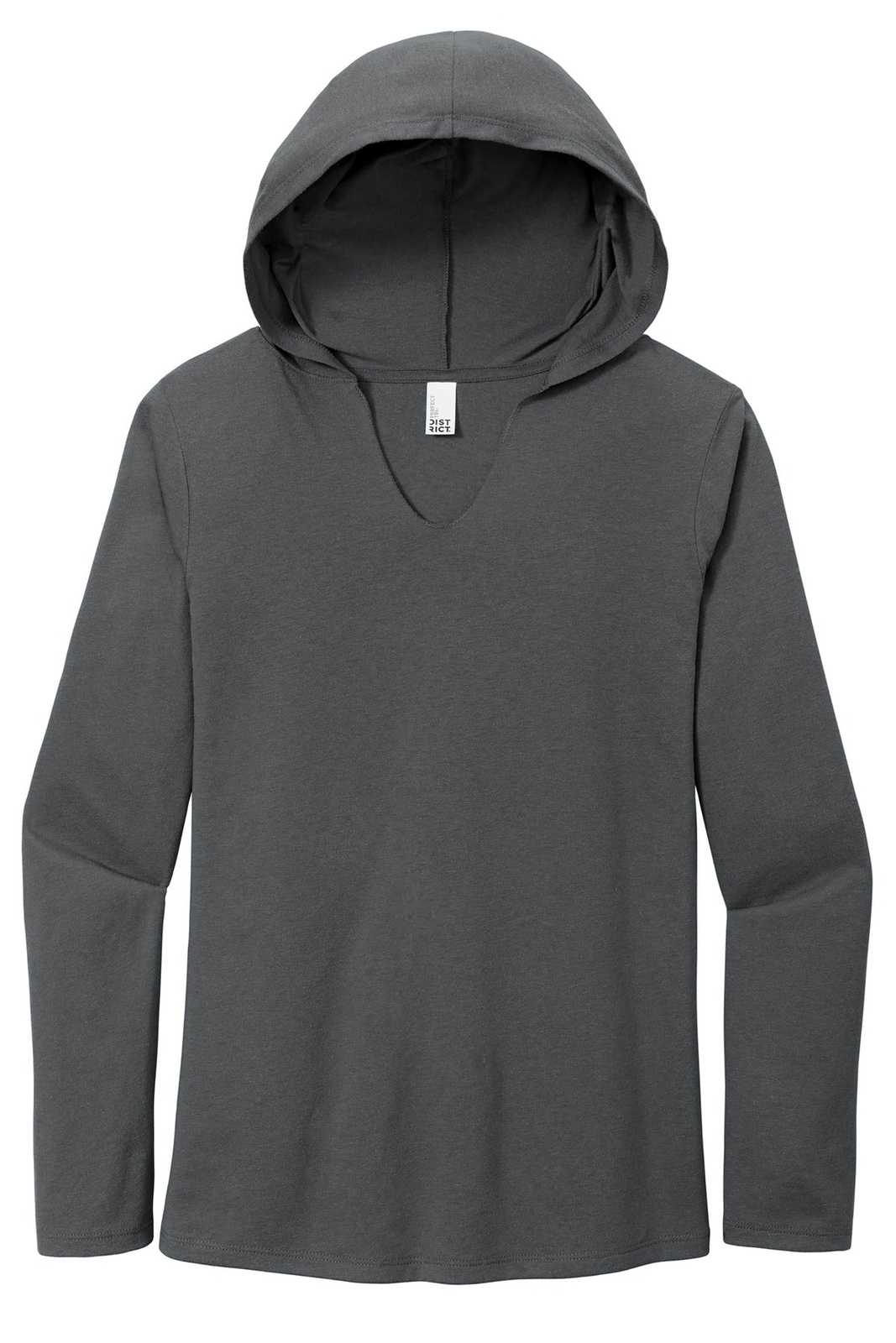 District DM139L Women's Perfect Tri Long Sleeve Hoodie - Charcoal - HIT a Double - 1