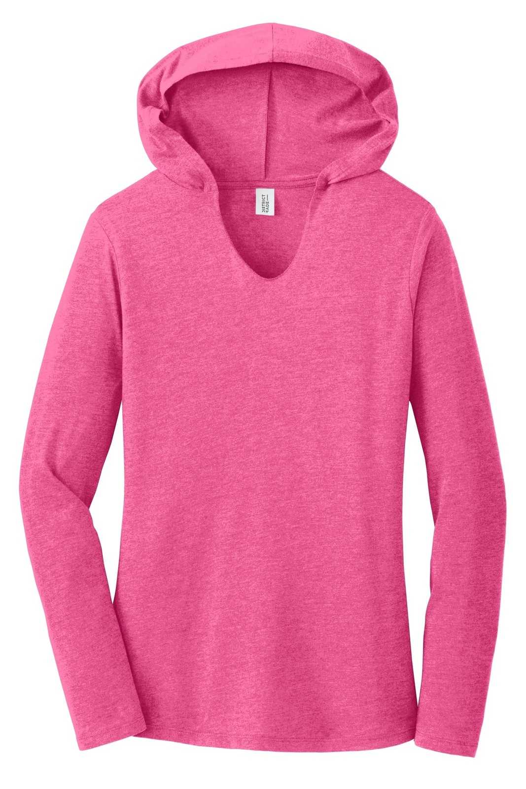 District DM139L Women&#39;s Perfect Tri Long Sleeve Hoodie - Fuchsia Frost - HIT a Double - 5