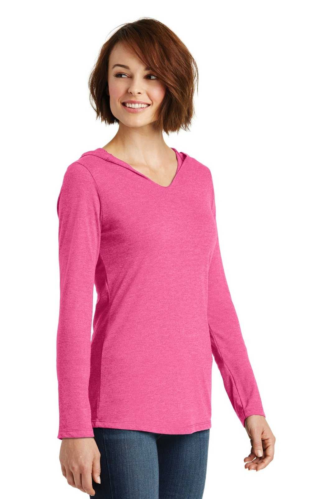 District DM139L Women&#39;s Perfect Tri Long Sleeve Hoodie - Fuchsia Frost - HIT a Double - 4