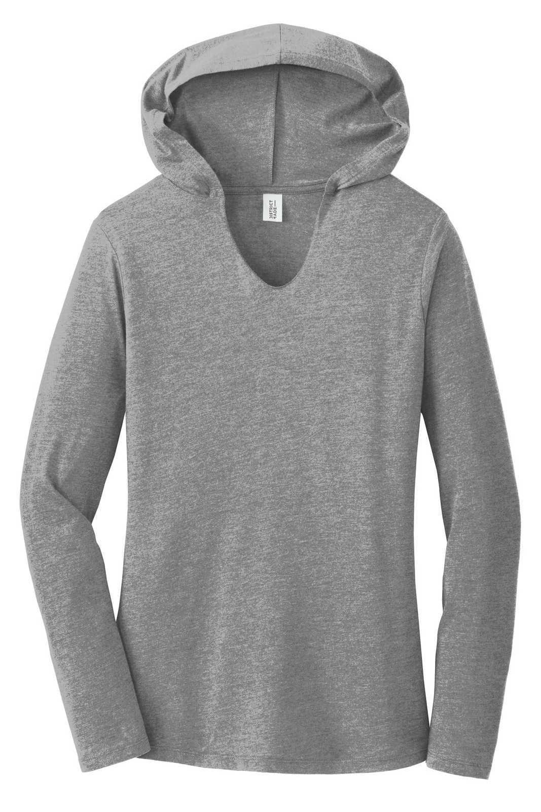 District DM139L Women&#39;s Perfect Tri Long Sleeve Hoodie - Gray Frost - HIT a Double - 5
