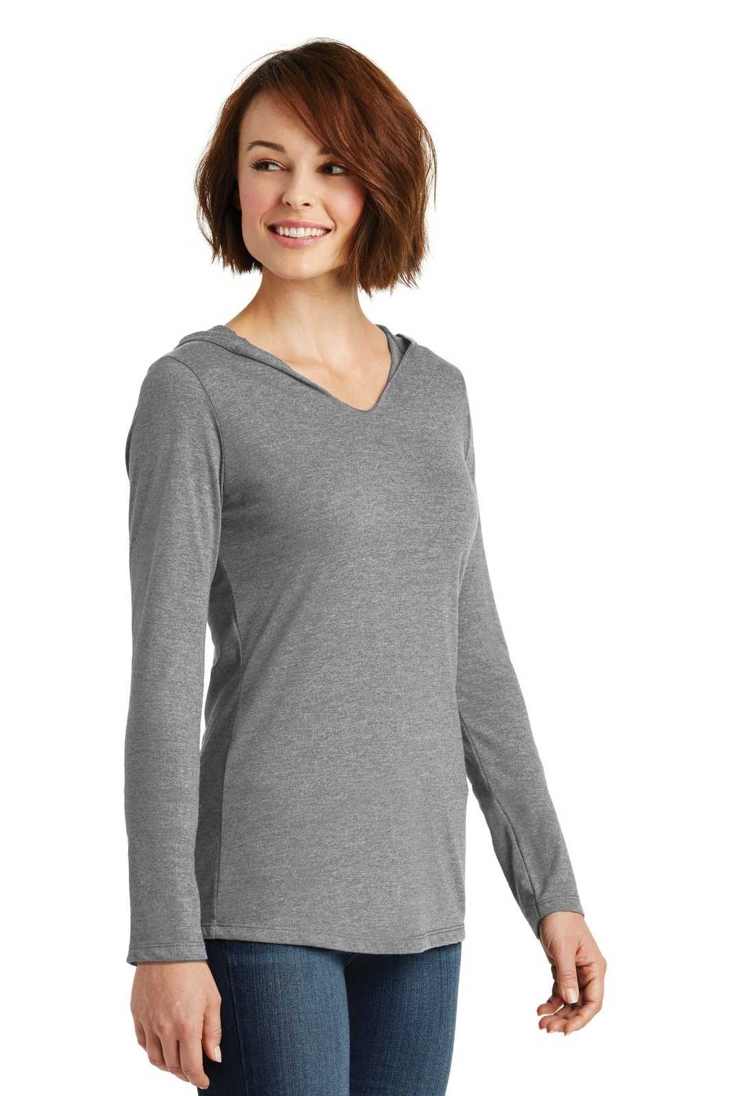 District DM139L Women&#39;s Perfect Tri Long Sleeve Hoodie - Gray Frost - HIT a Double - 4